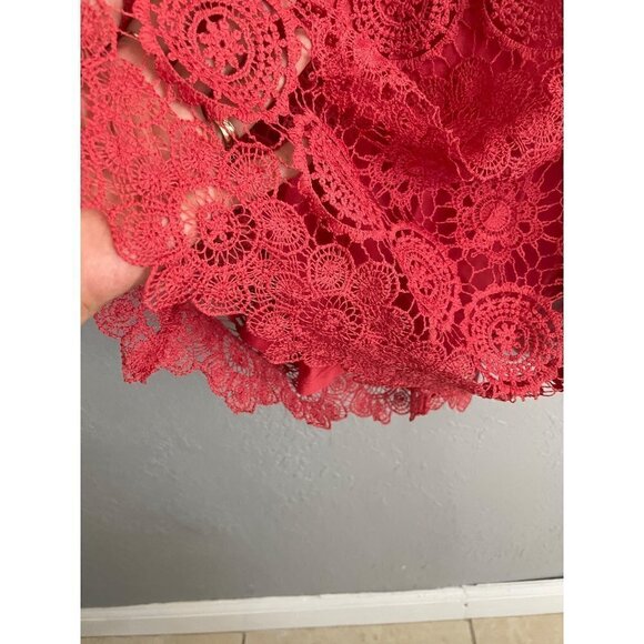 AMERICAN EAGLES OUTFITTER WOMENS BOHO CORAL Crochet LINNED SIZE LARGE LACE DRESS - Picture 2 of 10